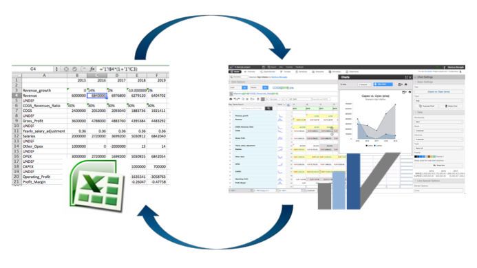 You can start from scratch in Visyond or import from Excel